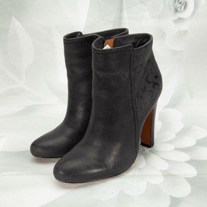 Coach Hanni Designer Black Bootie Heels W/Monogram